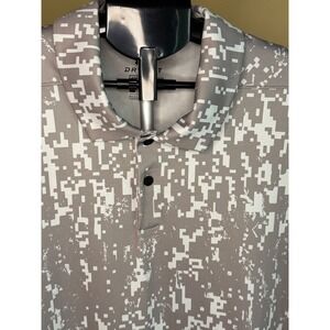 Nike Golf Dri-FIT Mens XXL Digital Camo Polo Shirt Grey White Standard Fit